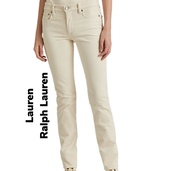Ralph Lauren Black Label Pants - Lauren Ralph Lauren Stretch Mid Rise Straight Leg Cream  Corduroy Pants Sz 10